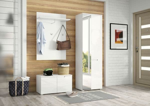 White Gloss Hallway Storage Cupboard Luan