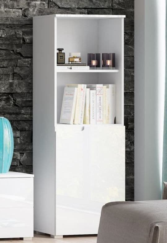 White Gloss Short Narrow Bookcase Luan