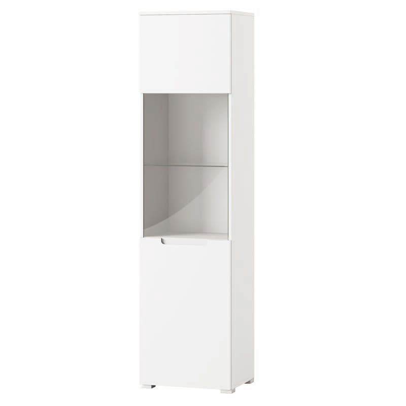 White Gloss Tall 1 Glass Door Display Unit Luan