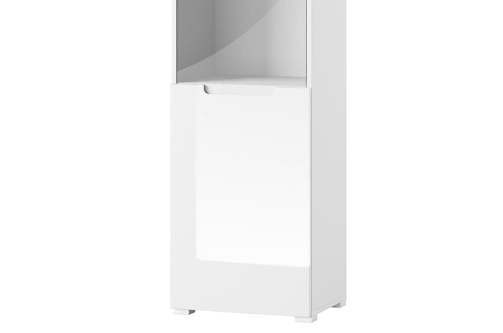 White Gloss Tall 1 Glass Door Display Unit Luan