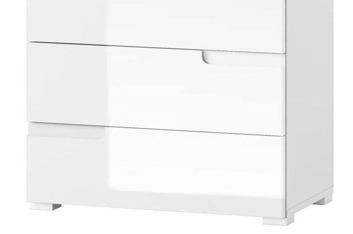 White High Gloss Narrow Chest of Drawers Luan