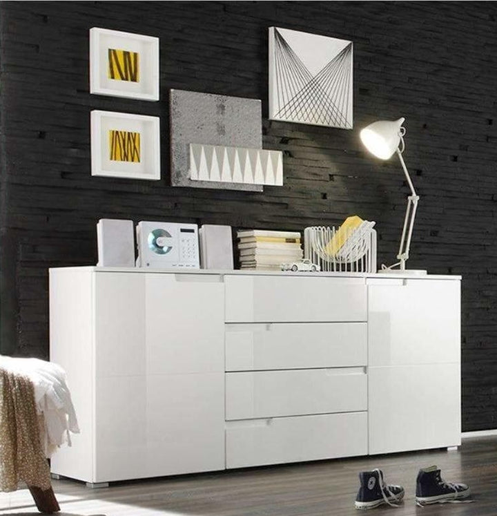 Two Door Modern White High Gloss Sideboard Luan