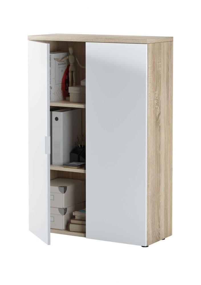 Oak And White Storage Cupboard Genthner