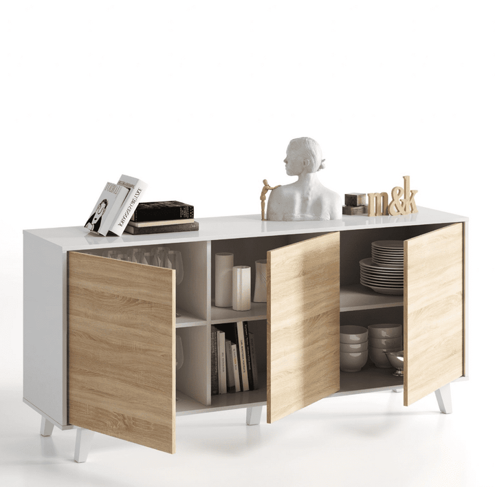 Sideboard White with Oak Effect Francky