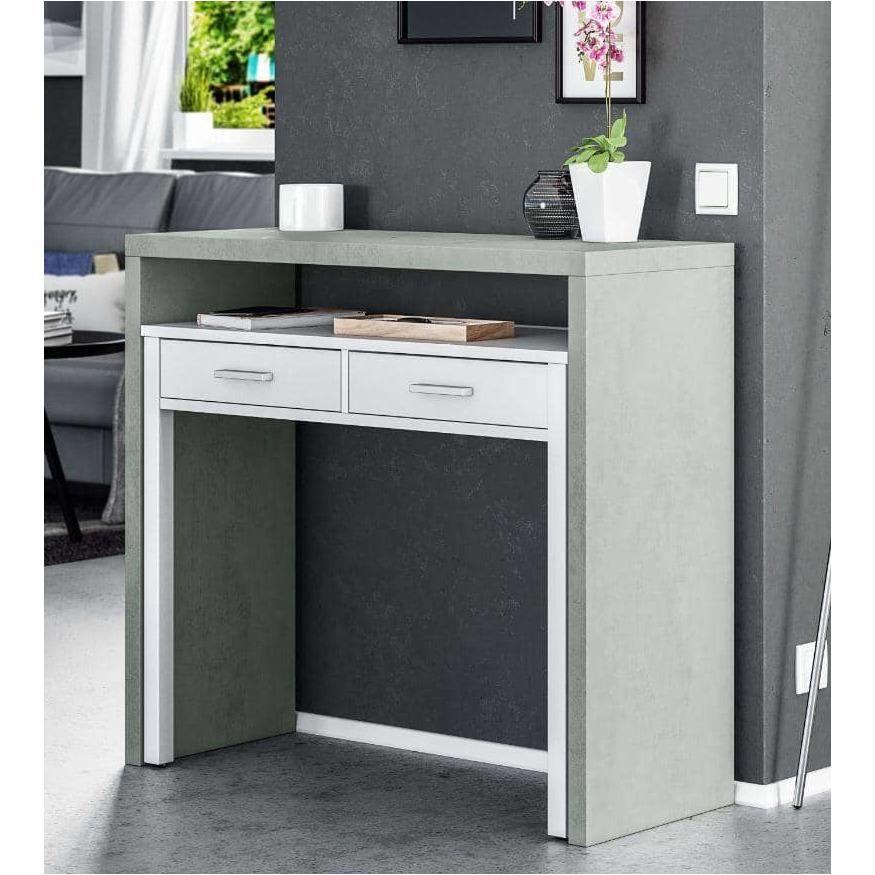 Artic Concrete Grey And White Desk/Dressing Table or Console Table Kelan