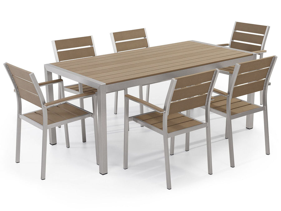 6 Seater Aluminium Garden Dining Set Brown Vernio