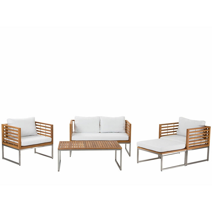 Bermuda 4 Seater Acacia Wood Garden Sofa Set White 