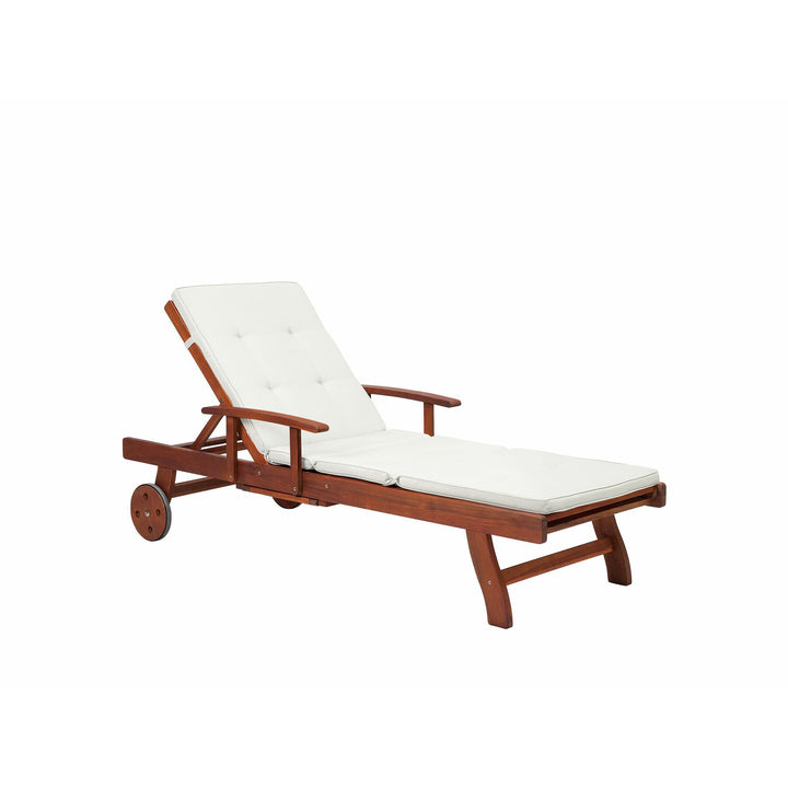 Wooden Reclining Sun Lounger with Cushion Angelos