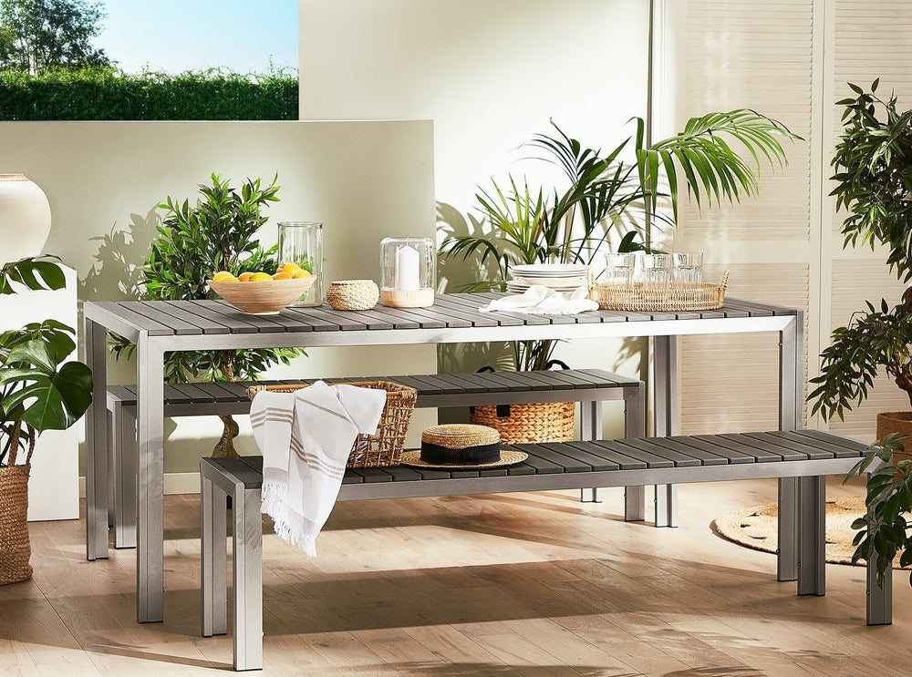 Nardo 6 Seater Metal Garden Dining Set Grey 