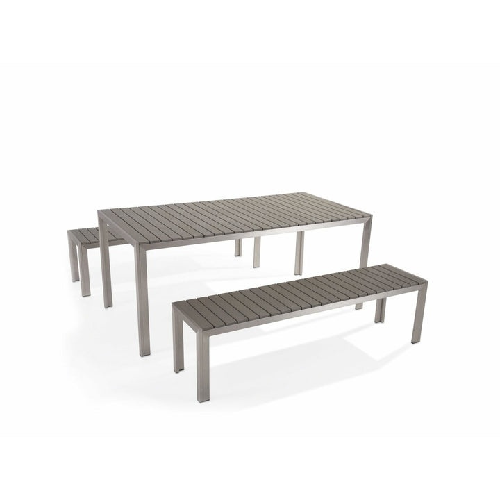 6 Seater Metal Garden Dining Set Grey Nardo