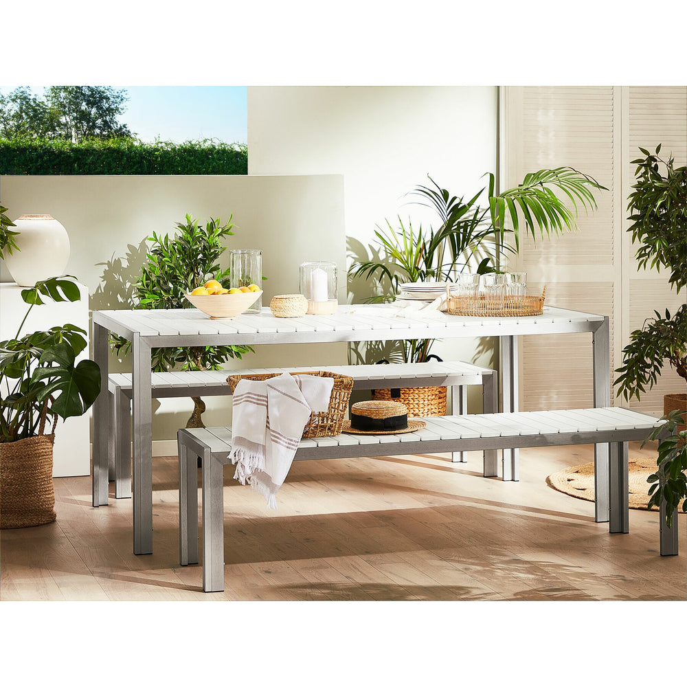 Nardo 6 Seater Metal Garden Dining Set White 