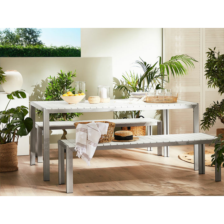 Nardo 6 Seater Metal Garden Dining Set White 