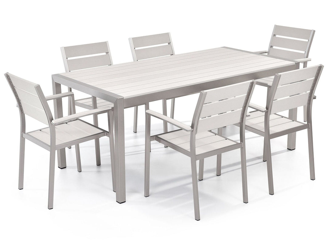 6 Seater Aluminium Garden Dining Set White Vernio