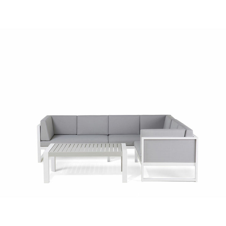 Castella Left Hand 6 Seater Aluminium Garden Corner Sofa Set Grey 