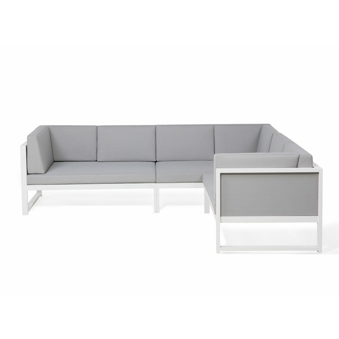 Castella Left Hand 6 Seater Aluminium Garden Corner Sofa Set Grey