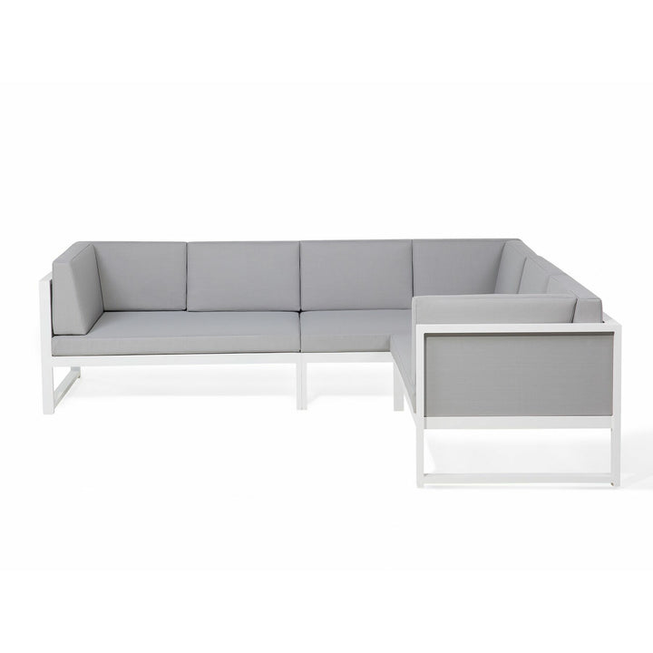 Castella Left Hand 6 Seater Aluminium Garden Corner Sofa Set Grey