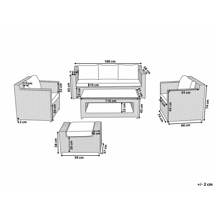 Roma 6 Seater PE Rattan Garden Sofa Set White