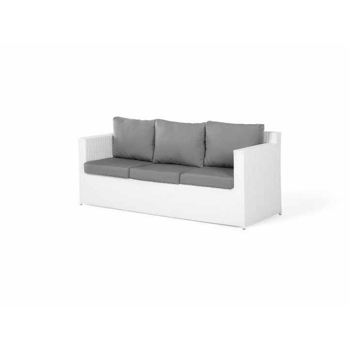Roma 6 Seater PE Rattan Garden Sofa Set White