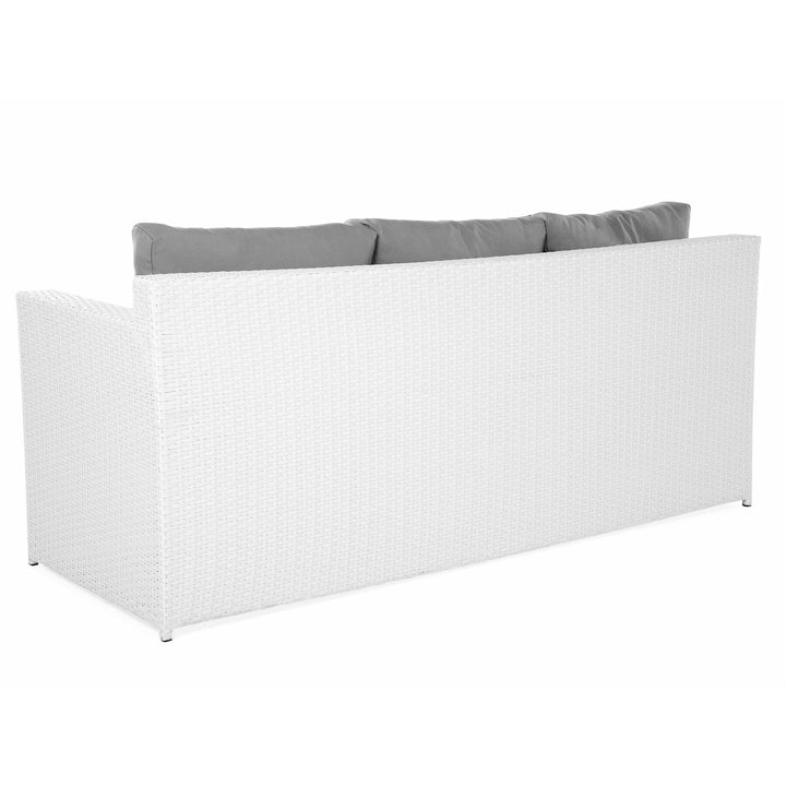 Roma 6 Seater PE Rattan Garden Sofa Set White
