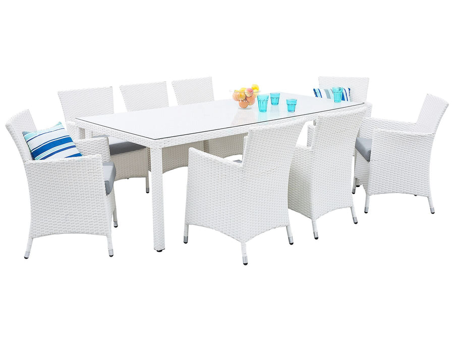 Italy 8 Seater PE Rattan Garden Dining Set White