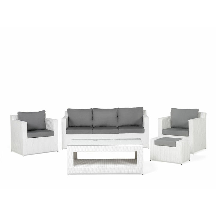 Roma 6 Seater PE Rattan Garden Sofa Set White