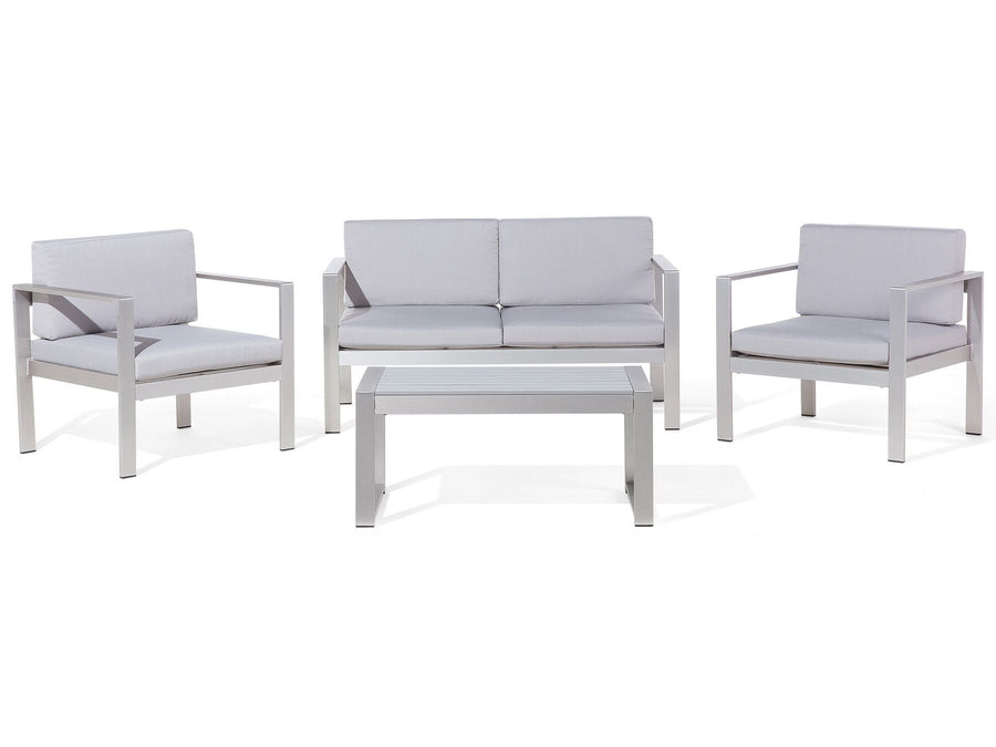 Salerno 4 Seater Aluminium Garden Sofa Set Light Grey