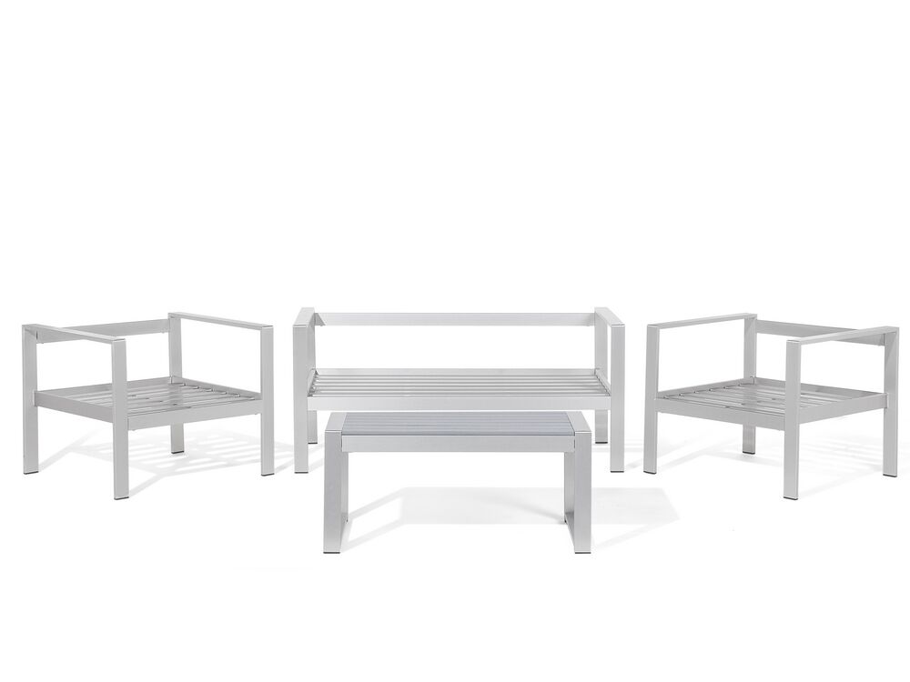 Salerno 4 Seater Aluminium Garden Sofa Set Light Grey