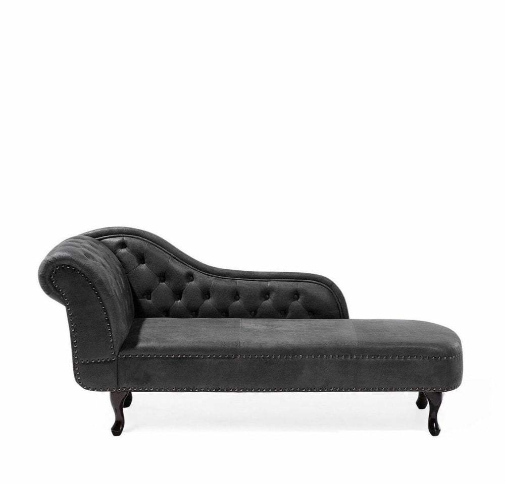 Left Hand Chaise Lounge Faux Suede Grey NIMES