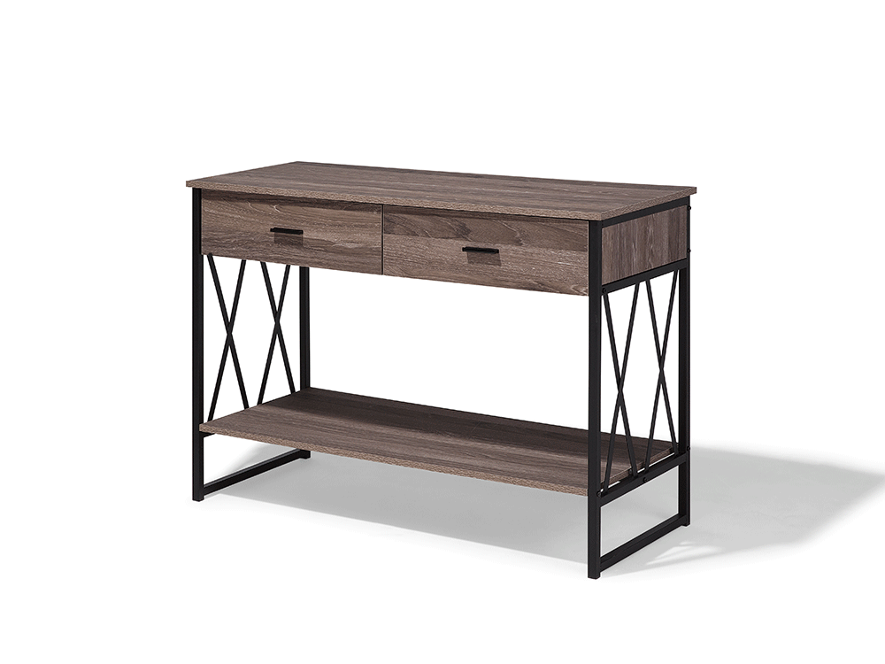 2 Drawer Console Table Wood with Black Terenig