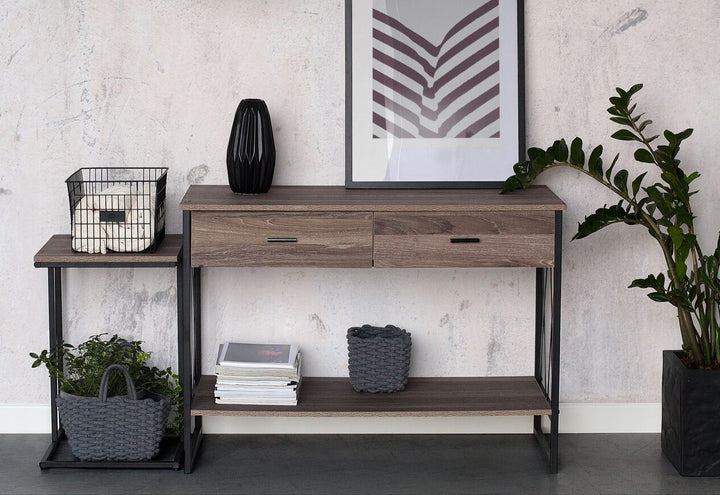 2 Drawer Console Table Wood with Black Terenig