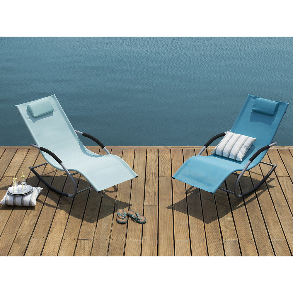 Steel Rocking Sun Lounger Turquoise CARANO