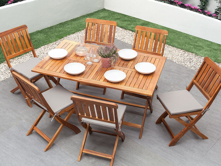 6 Seater Acacia Wood Garden Dining Set Cento