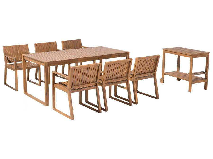 Sassari 6 Seater Acacia Wood Garden Dining Set with Trolley