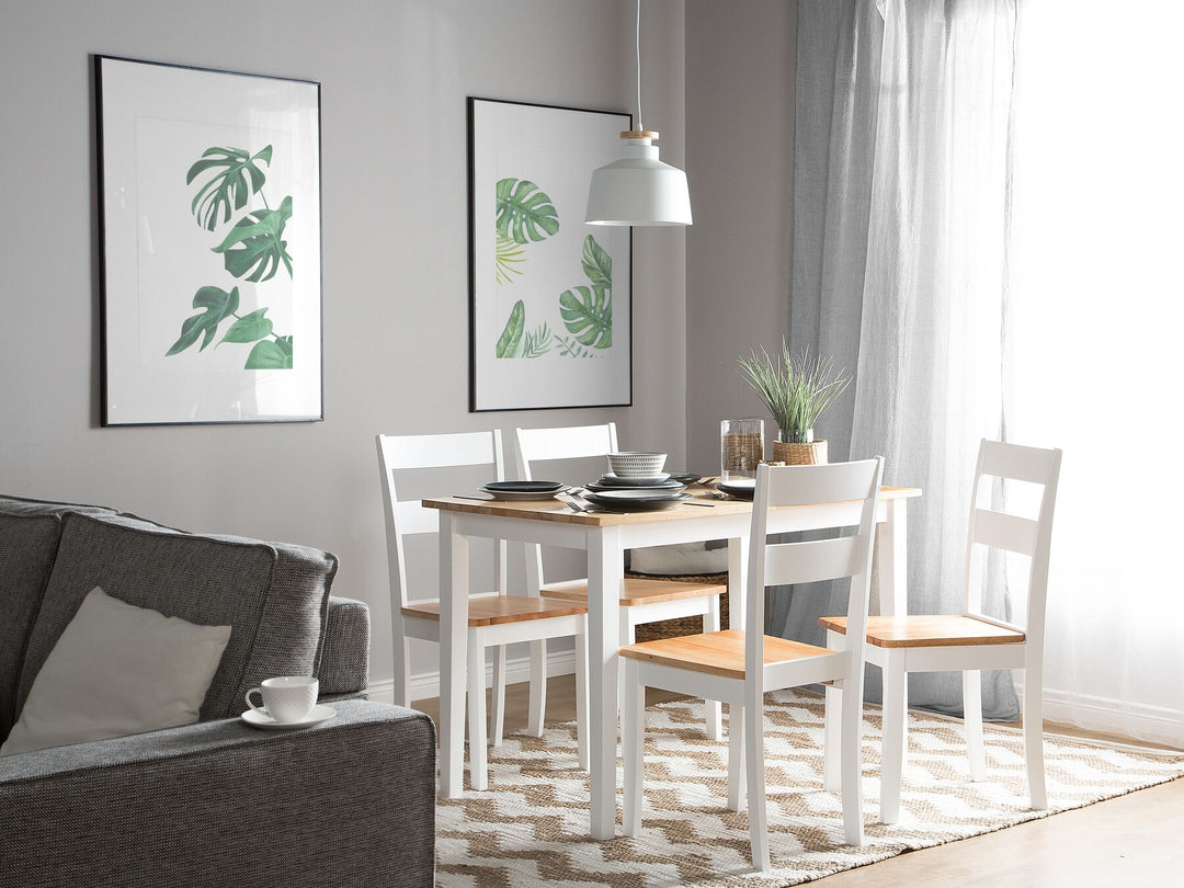 Wooden Dining Table 114 x 68 cm Light Wood and White Georgia