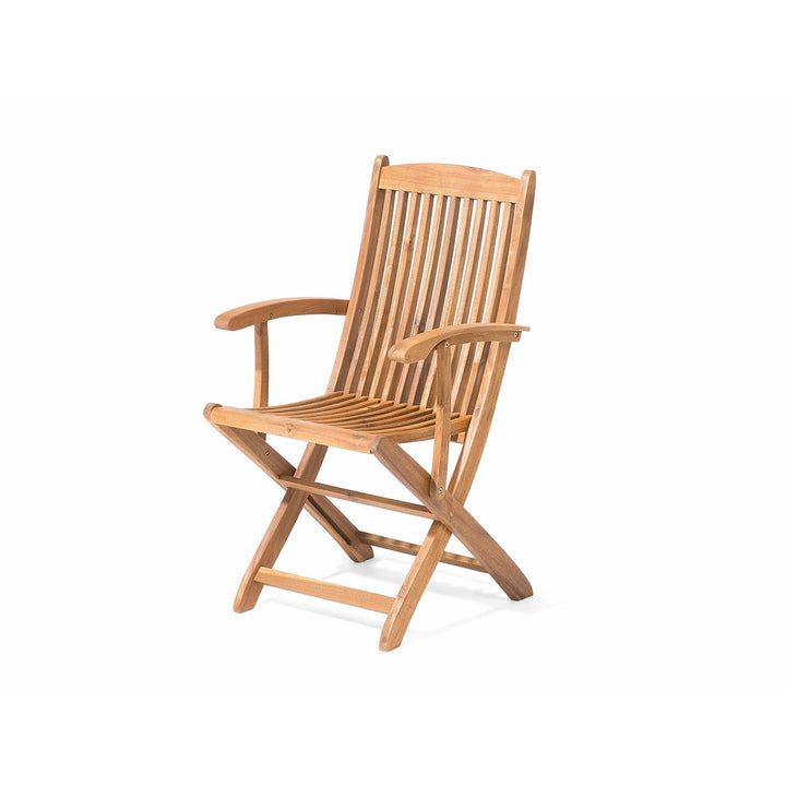 Maui 8 Seater Acacia Wood Garden Dining Set with Beige Parasol and Blue Stripes Cushions