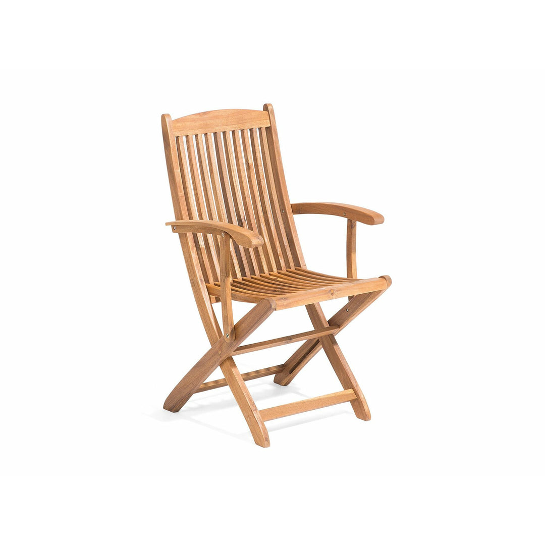 Maui 8 Seater Acacia Wood Garden Dining Set with Beige Parasol and Blue Stripes Cushions