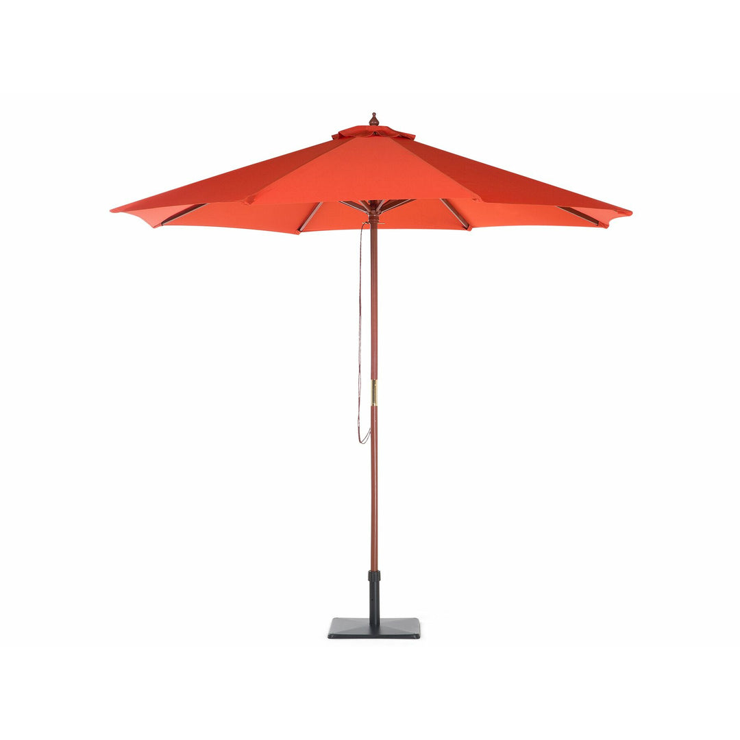 Maui 8 Seater Acacia Wood Garden Dining Set with Parasol and Red Cushions