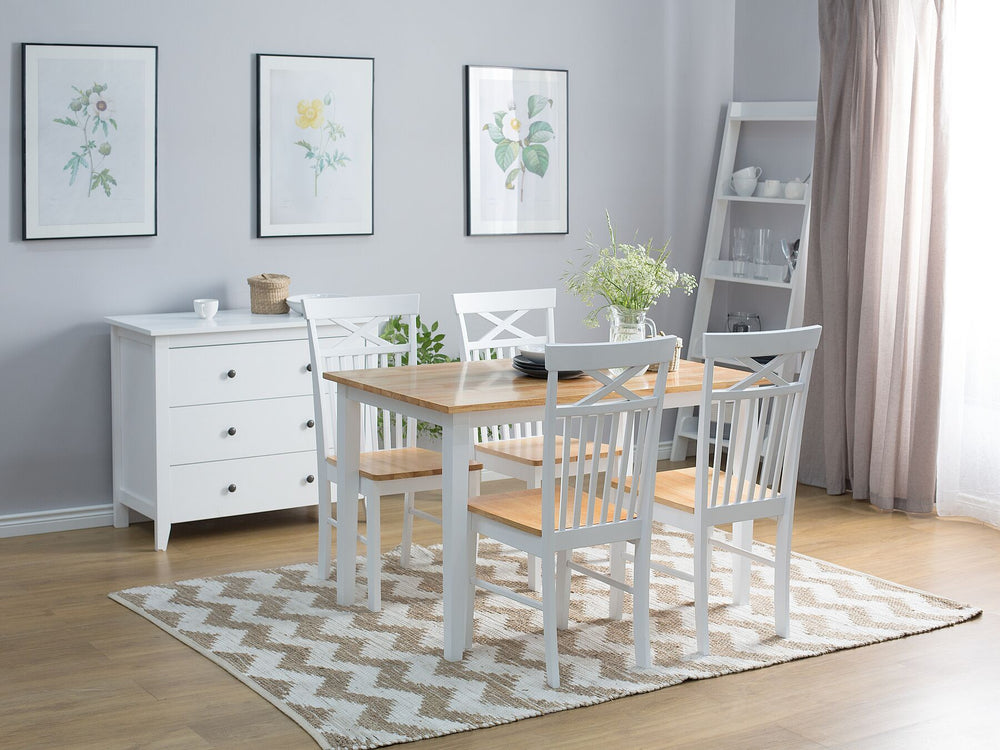Wooden Dining Table 120 x 75 cm Light Wood and White Houston