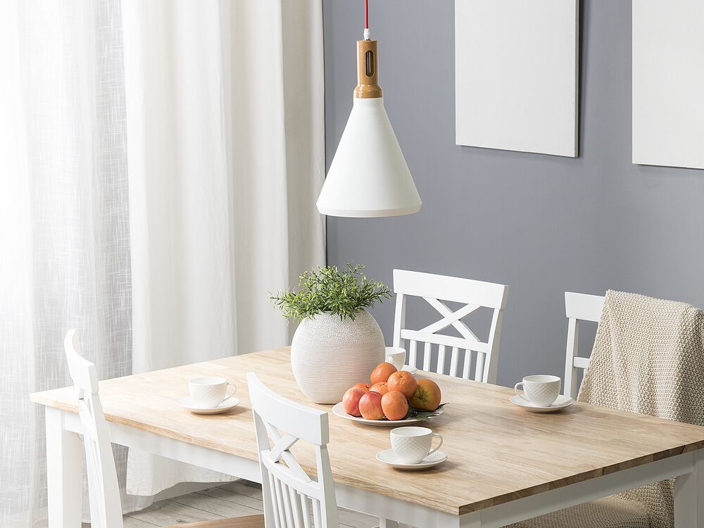 Wooden Dining Table 120 x 75 cm Light Wood and White Houston