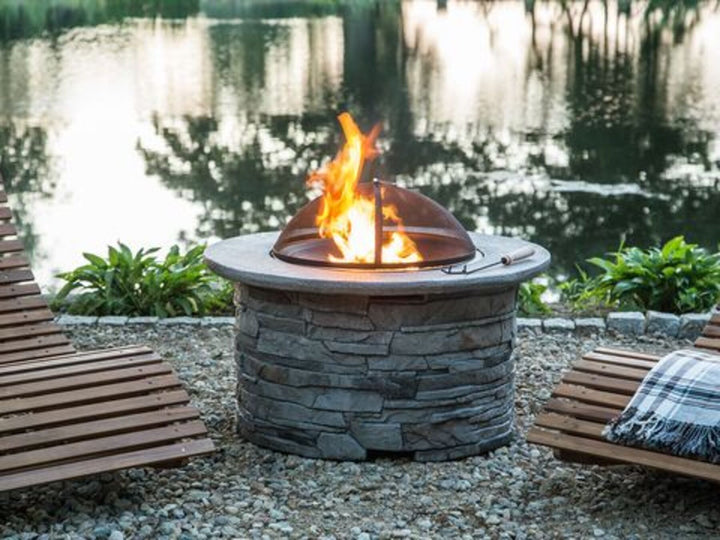 Round Fire Pit Grey Tambora