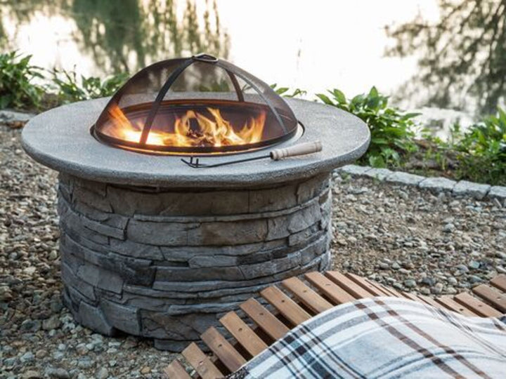 Round Fire Pit Grey Tambora