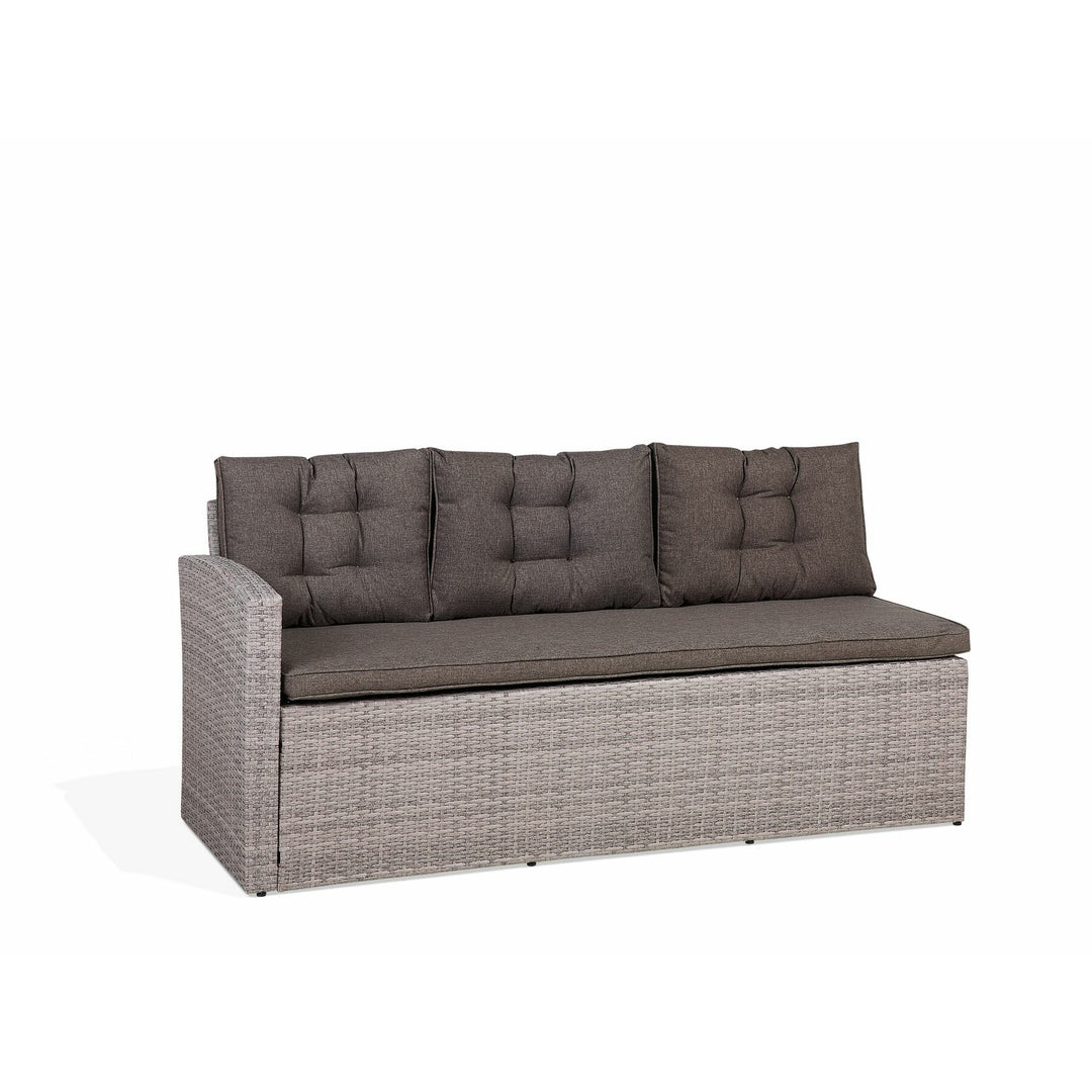 Viterbo Left Hand 8 Seater PE Rattan Garden Corner Sofa Set Grey