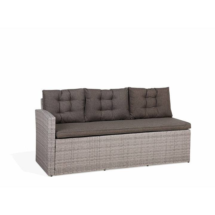 Viterbo Left Hand 8 Seater PE Rattan Garden Corner Sofa Set Grey