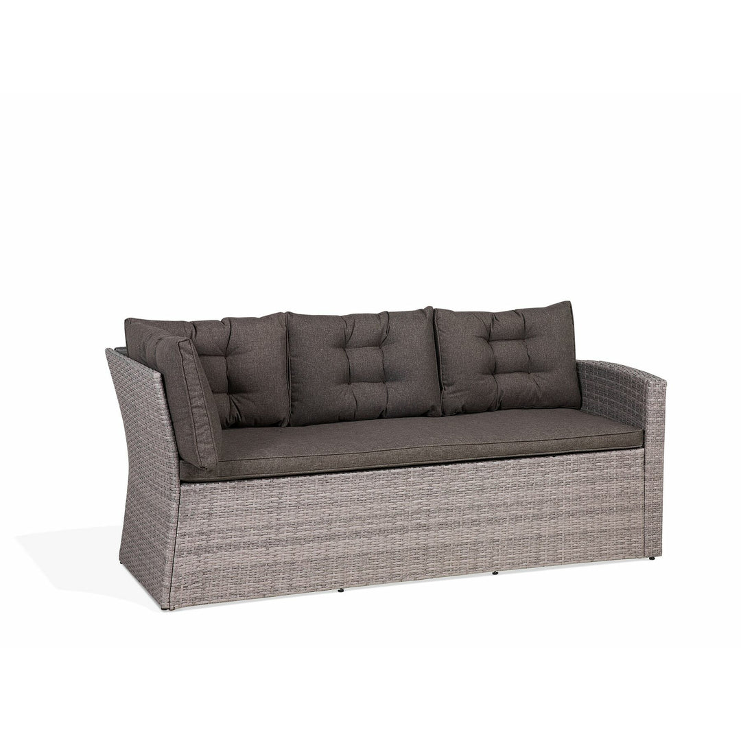 Viterbo Left Hand 8 Seater PE Rattan Garden Corner Sofa Set Grey
