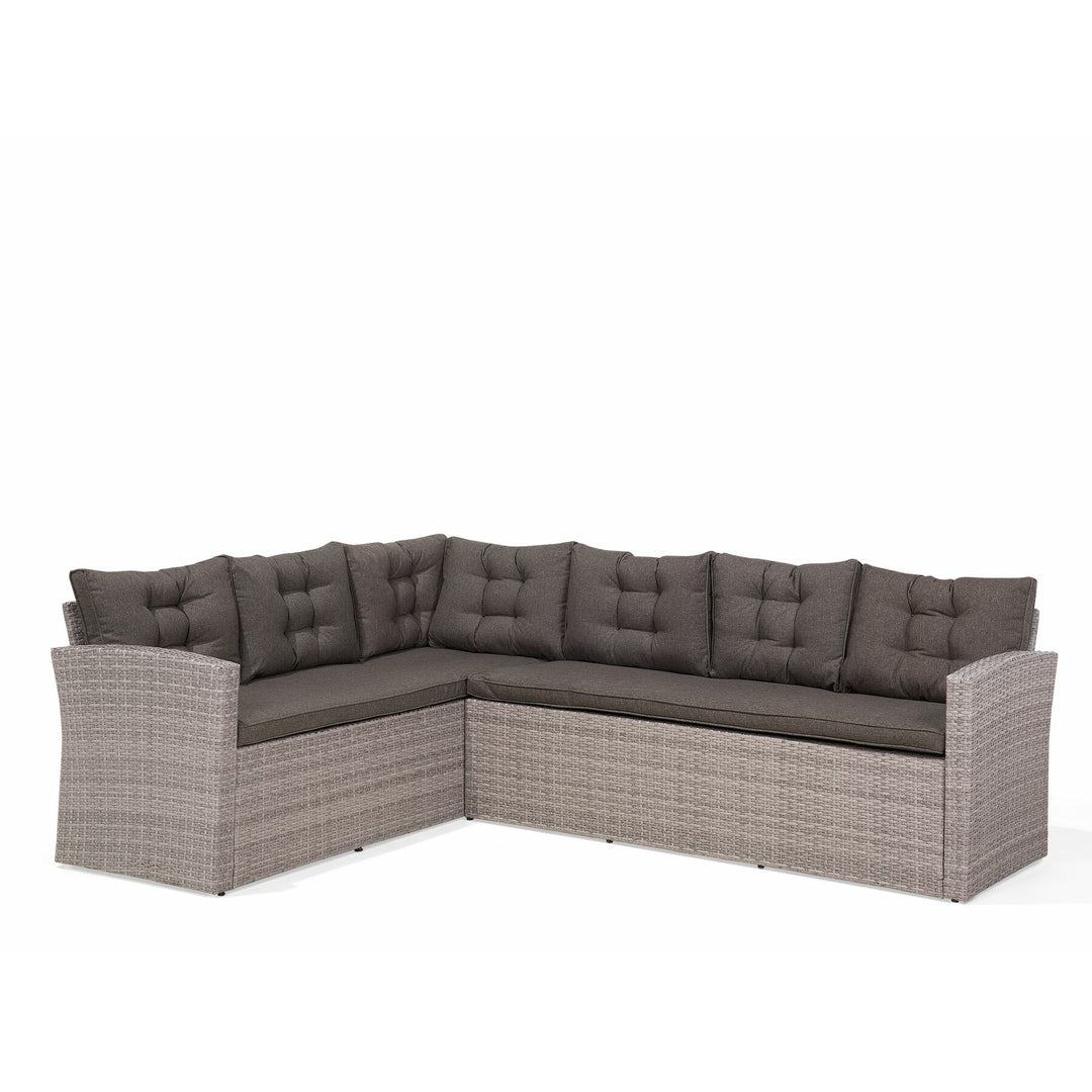 Viterbo Left Hand 8 Seater PE Rattan Garden Corner Sofa Set Grey