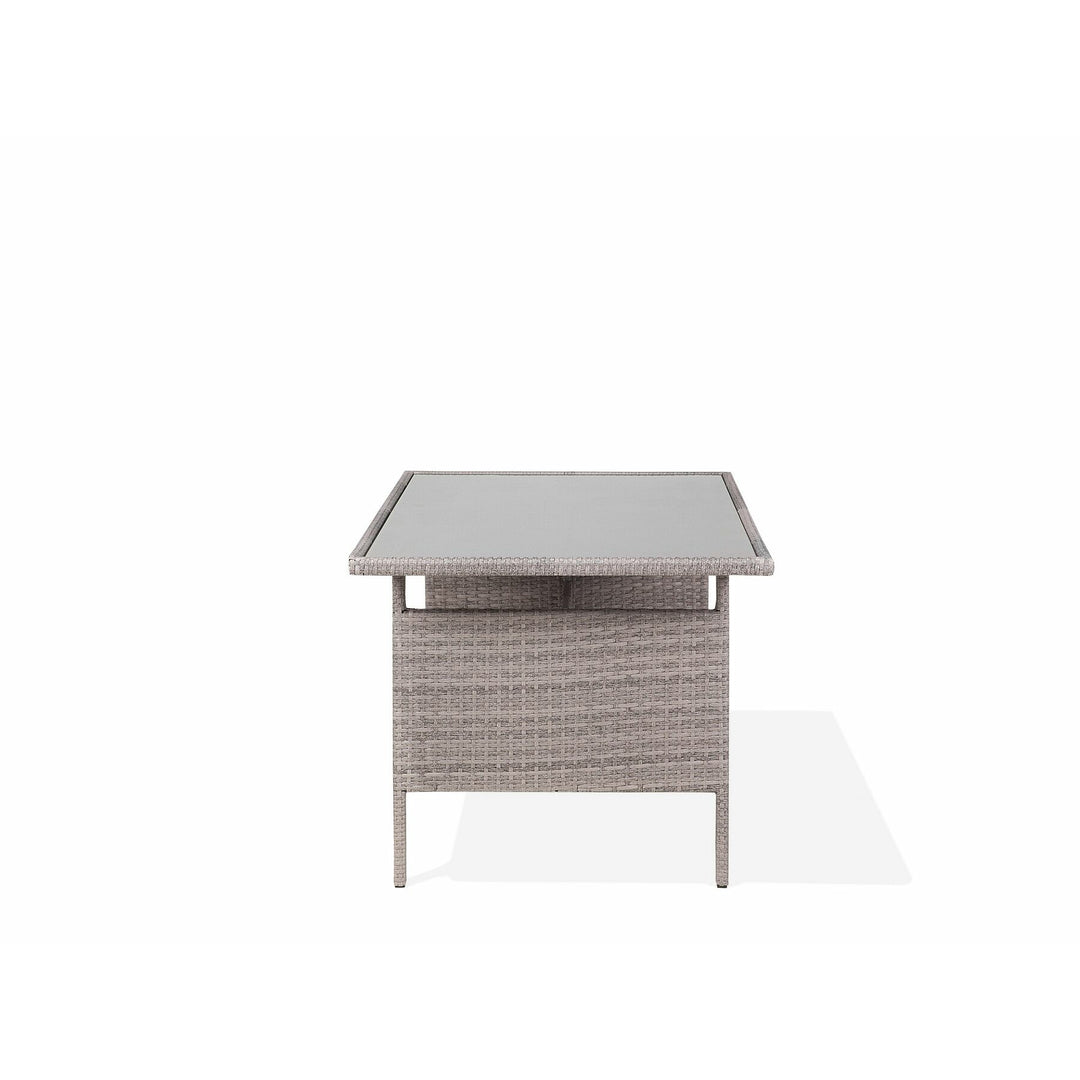 Viterbo Left Hand 8 Seater PE Rattan Garden Corner Sofa Set Grey