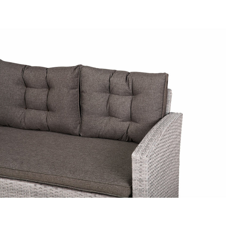Viterbo Left Hand 8 Seater PE Rattan Garden Corner Sofa Set Grey