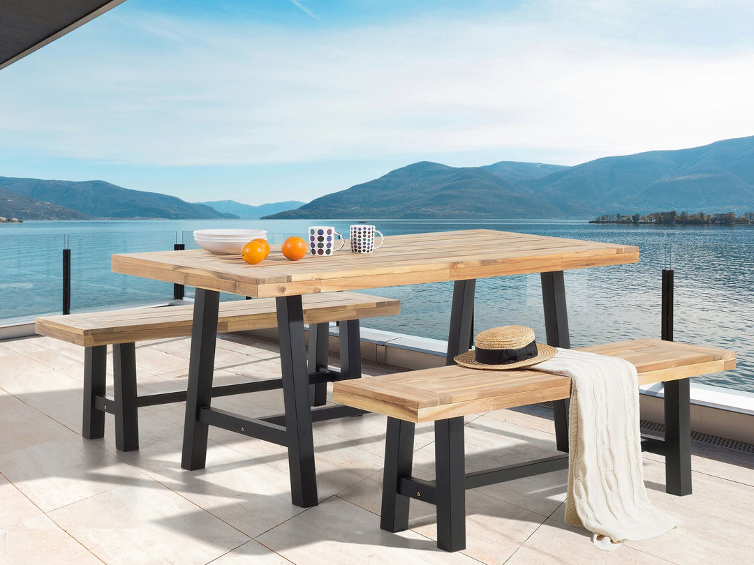 Acacia Wood Bench Black 140 cm Scania