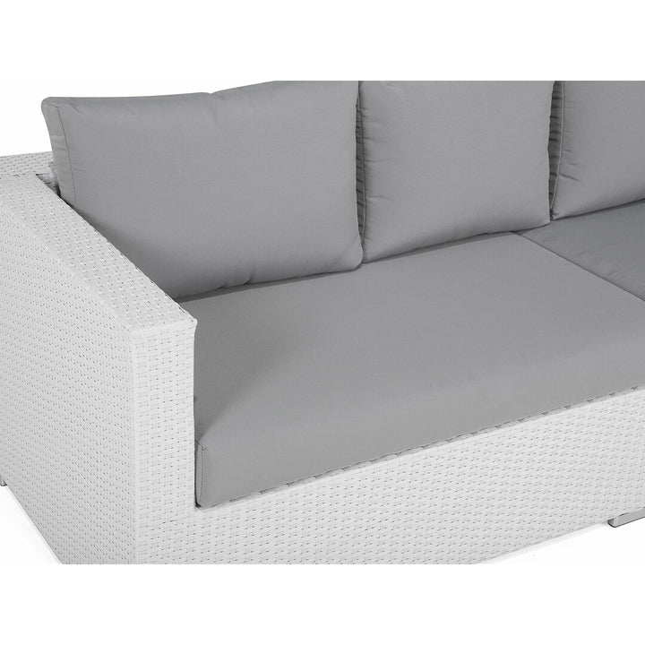 XXL Left Hand 8 Seater PE Rattan Garden Lounge Set White