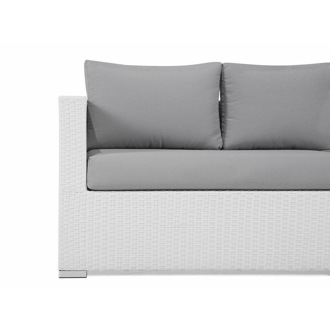 XXL Left Hand 8 Seater PE Rattan Garden Lounge Set White